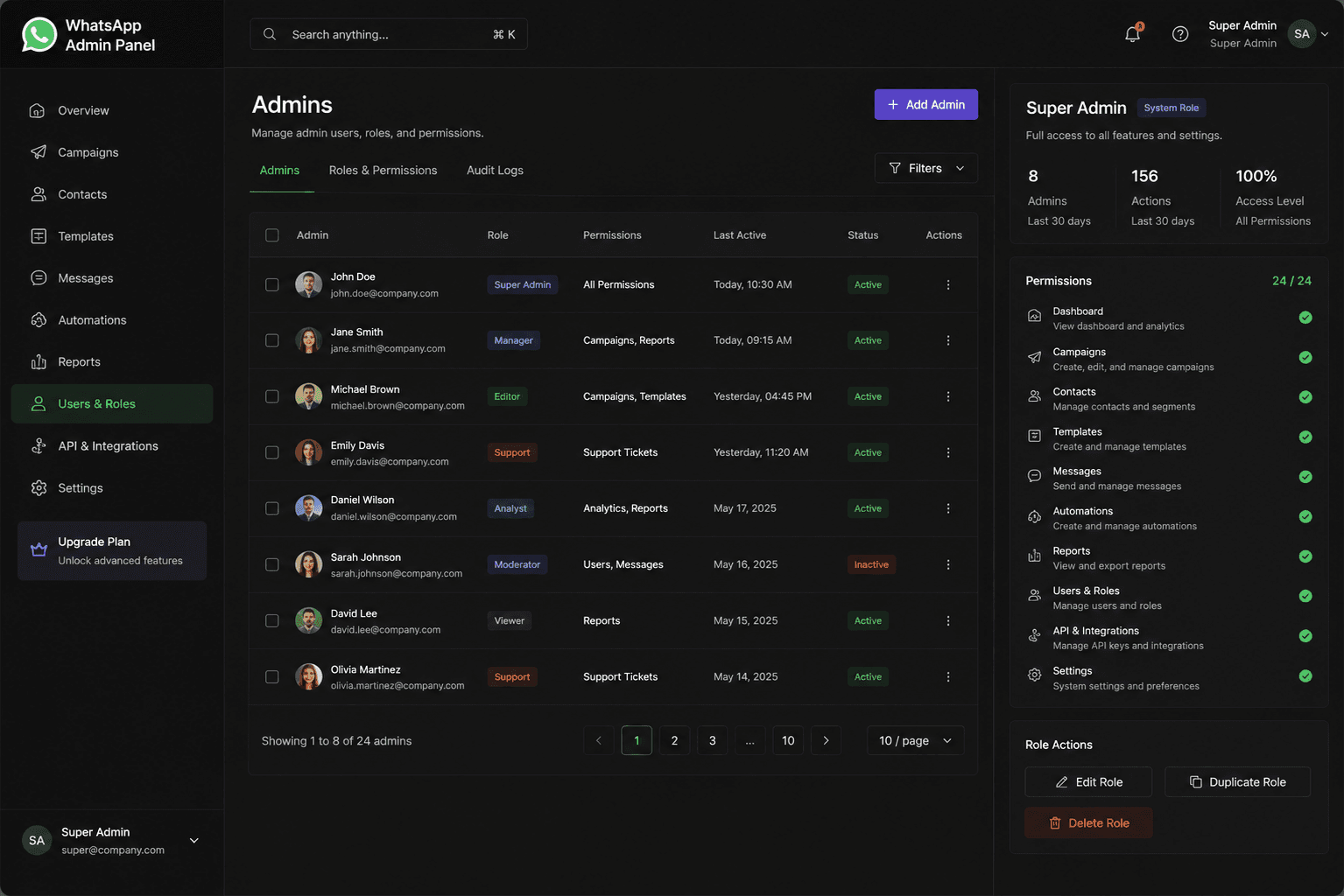 Game Admin Portal admin and roles management
